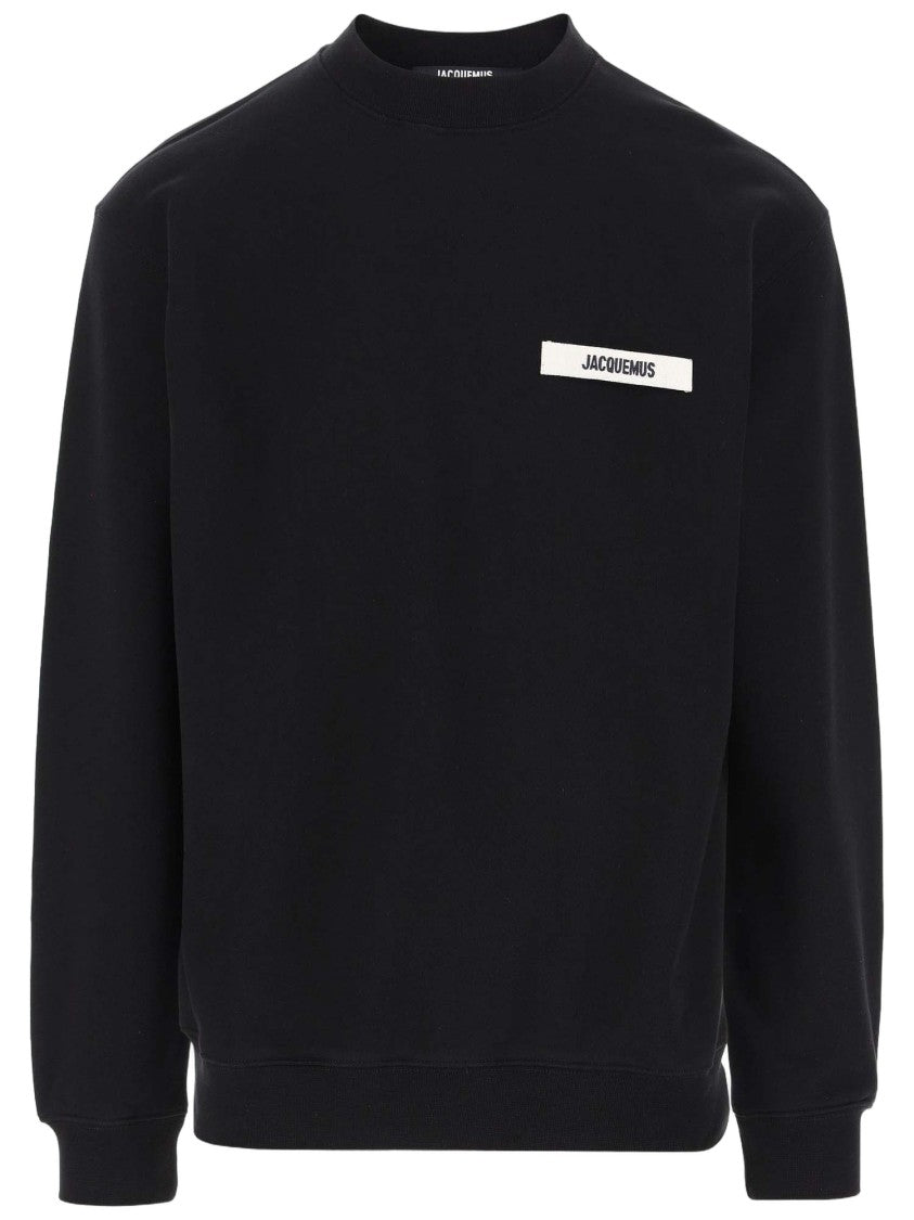 Jacquemus Black Cotton Sweatshirt With Ribbed Edges