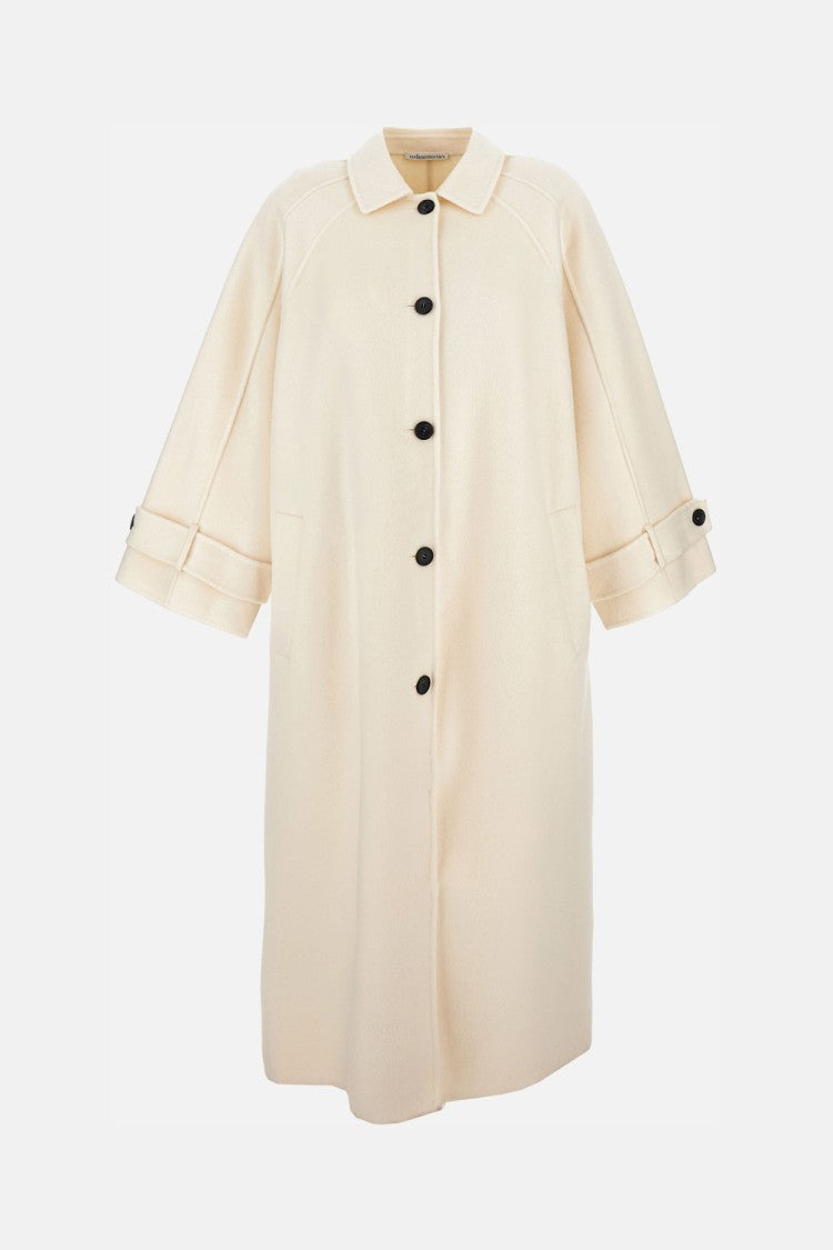 Stefano Mortari Tailored White Coat With Classic Collar And Structured Silhouette