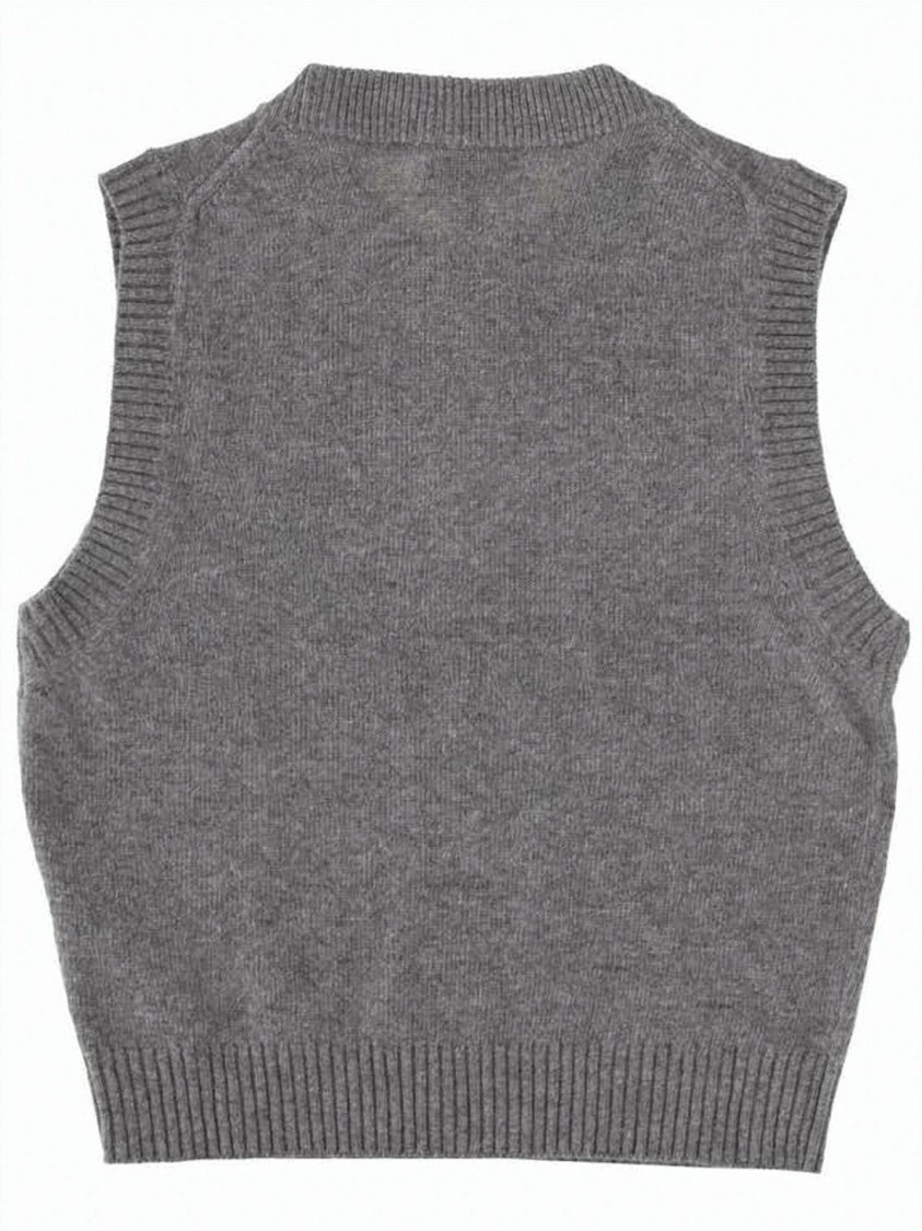 Ganni Sleeveless Knit Vest With Graphic Fairy Motif And Ribbed Details