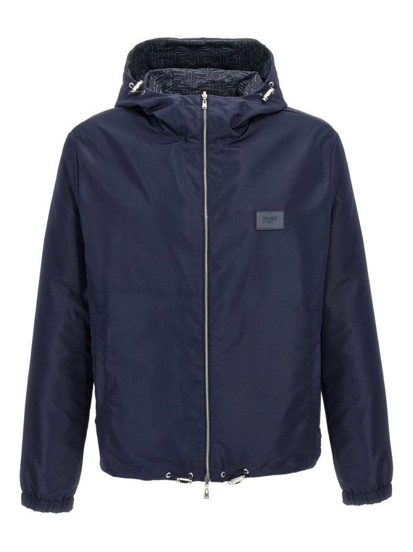 Fendi Structured Black Jacket With Front Zipper Closure