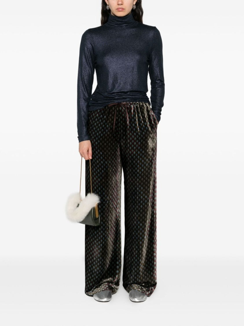 Majestic Filatures High Turtleneck Blue Sweater With Subtle Shimmer