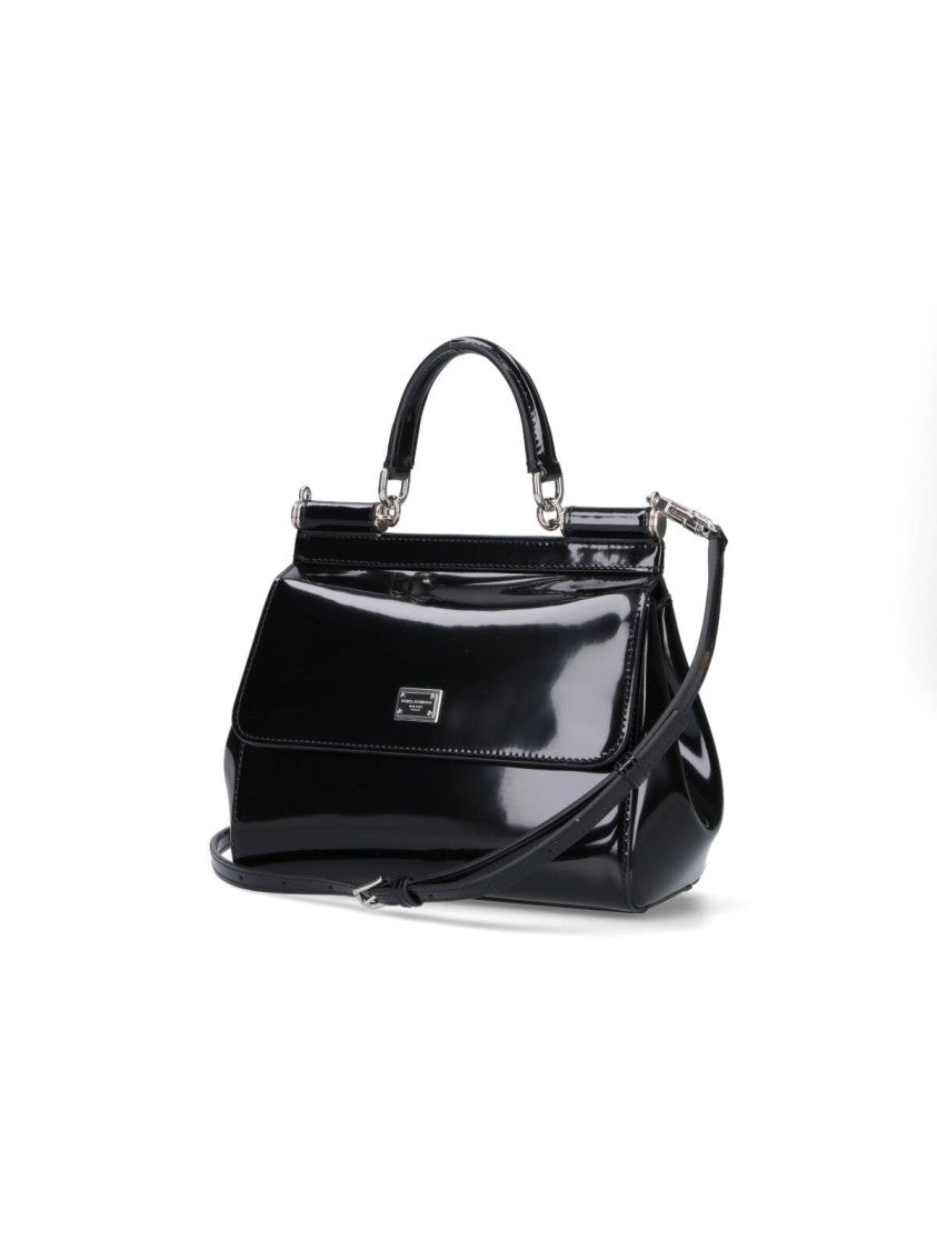 Dolce & Gabbana Structured Handbag With Glossy Patent Finish