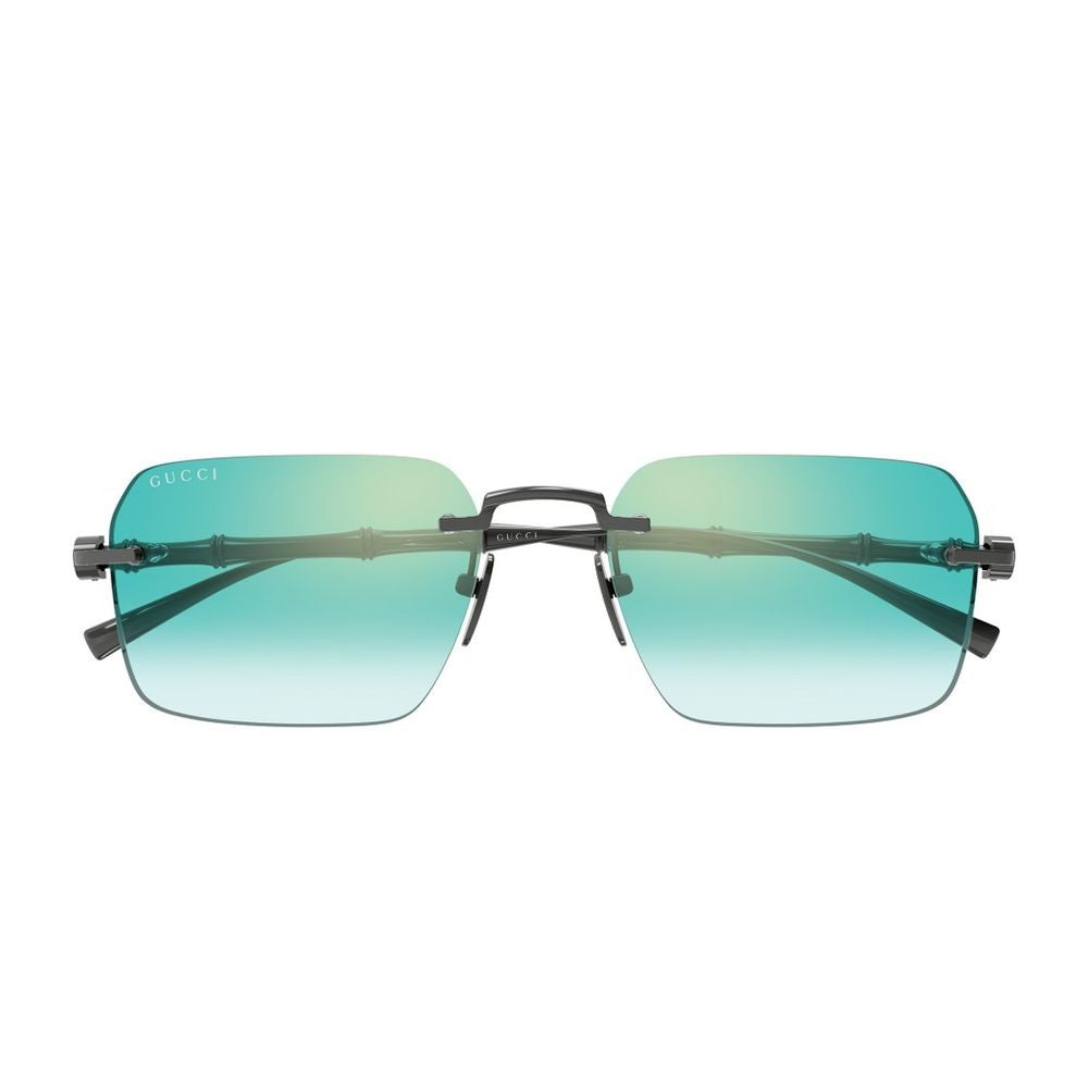 Gucci Rimless Gunmetal Sunglasses With Bamboo Motif And Gradient Lenses Gg2154s Linea Sign