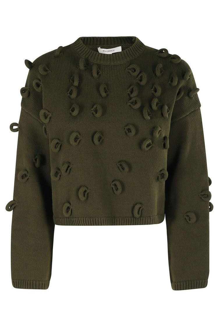 J. W. Anderson Textured Green Sweater With Playful Embellishments