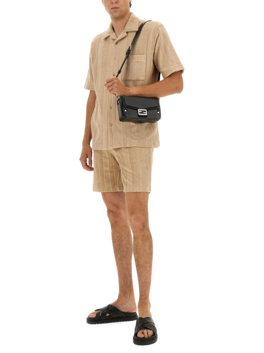 Fendi Textured Cotton Sea Boxer Shorts With Classic Waistband