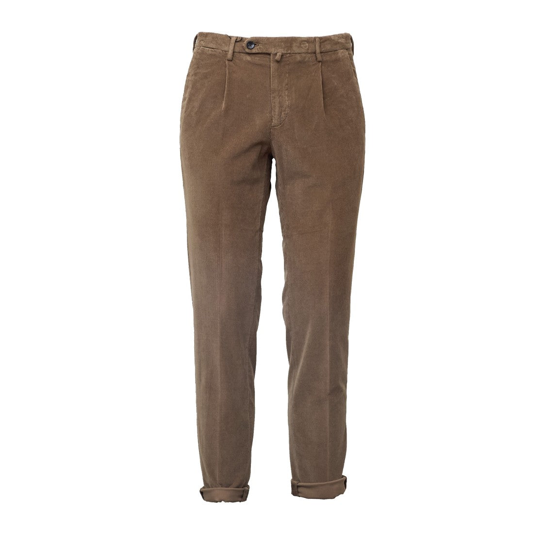 Briglia 1949 Slim-Fit Brown Velvet Pants With Pleated Front And Tapered Leg