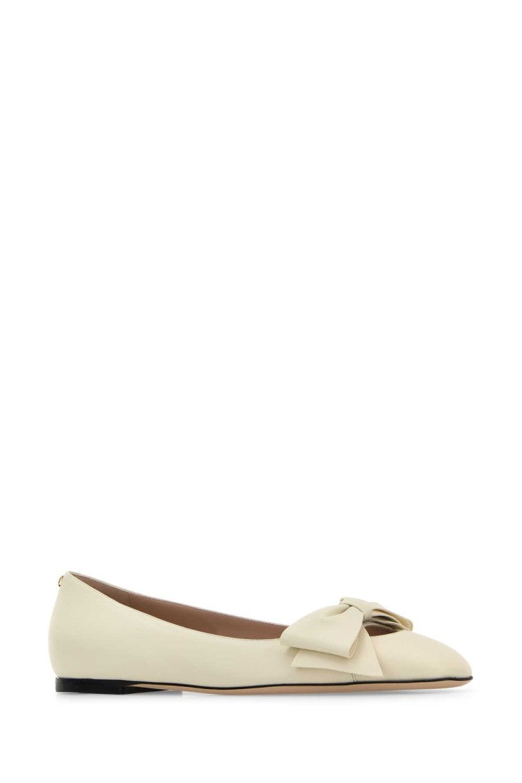 Valentino Garavani Ivory Leather Bowow Ballerinas
