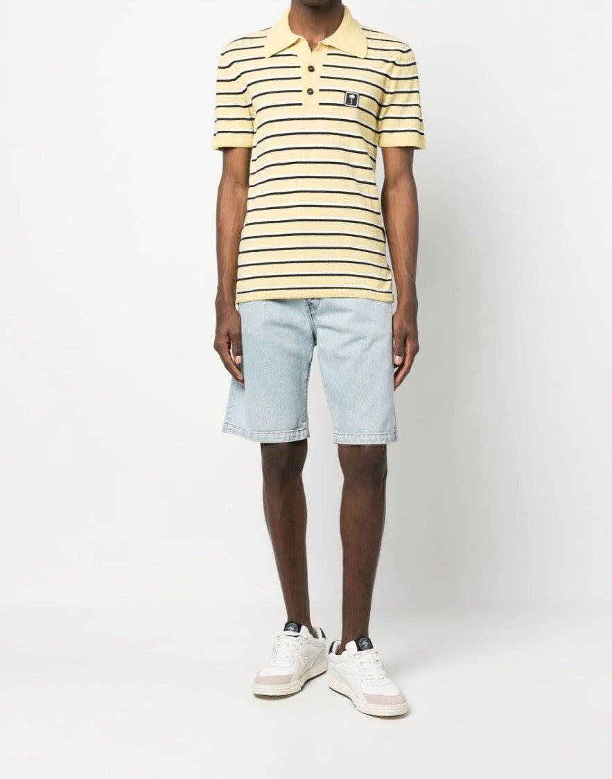 Palm Angels Stripy Terry Knitted Logo Polo Shirt