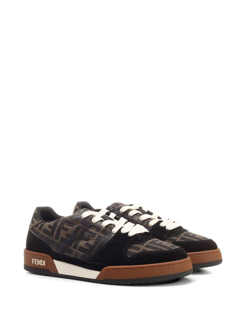 Fendi Brown Low-Profile Monogram Suede Sneakers