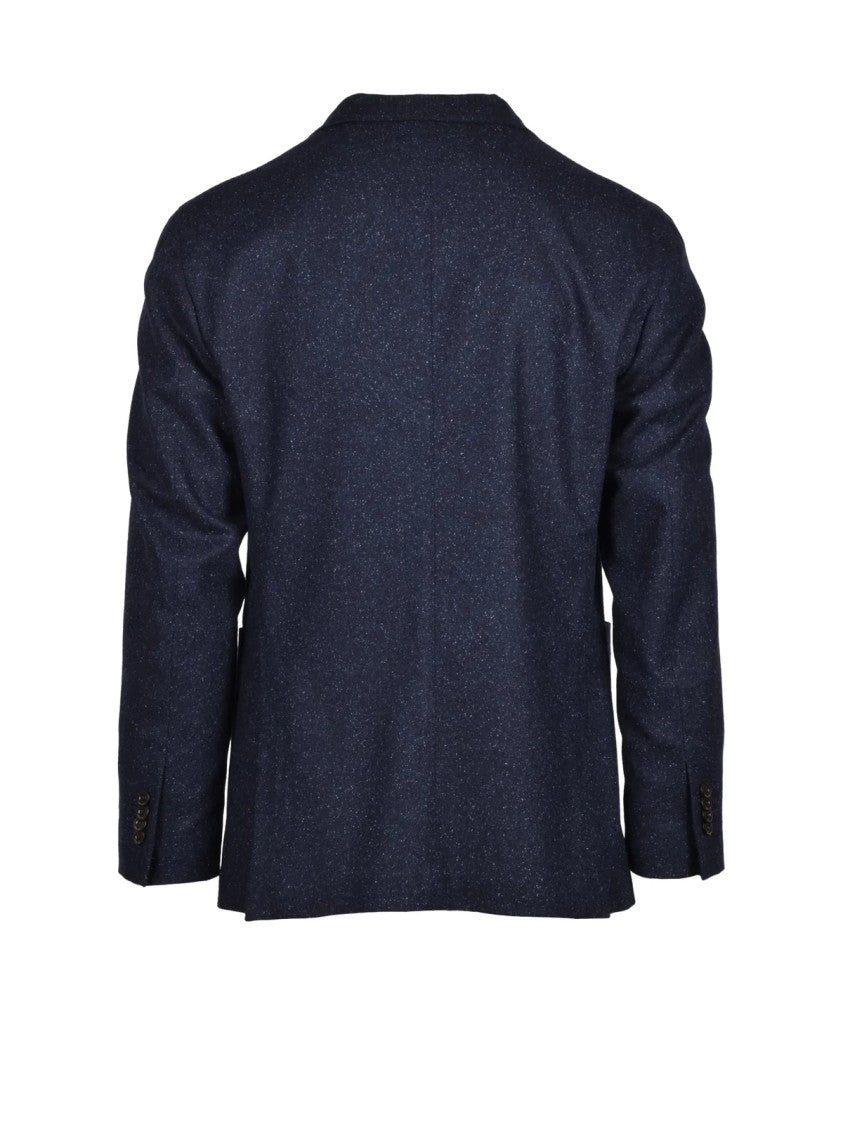 Boglioli Blue Stretch Virgin Wool-Blend Tailored Jacket
