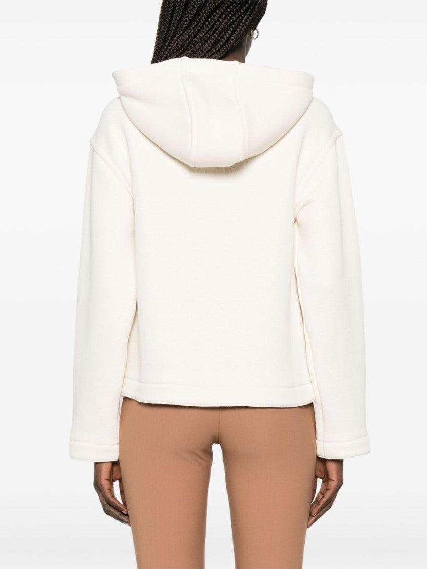 Max Mara Light Beige Hoodie With Embroidered Logo