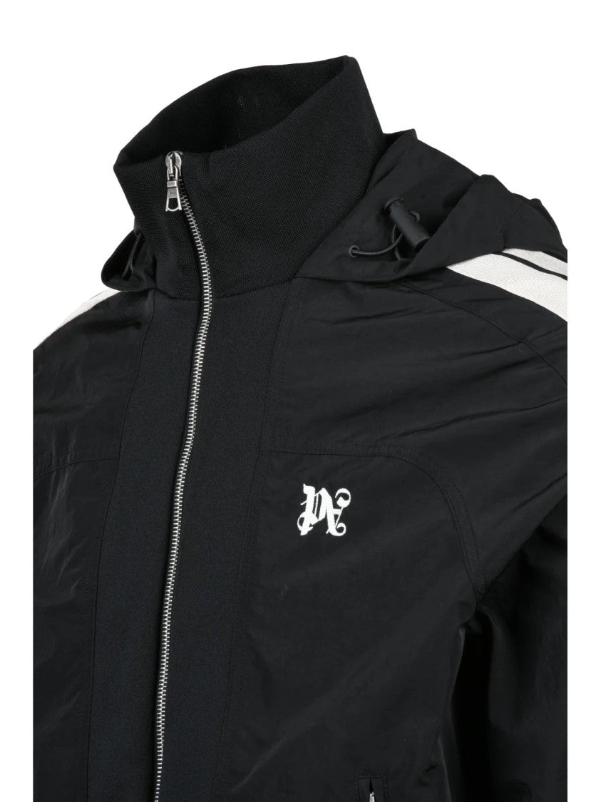 Palm Angels Technical Jacket With High Collar And Contrasting Stripes