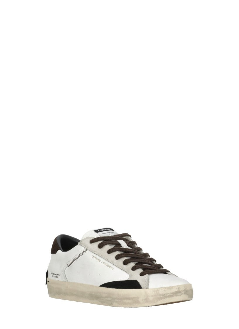 Crime London Brown Grey Suede Accents Leather Sneakers