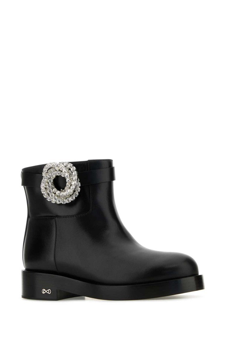 Mach & Mach Black Leather Galaxy Ankle Boots