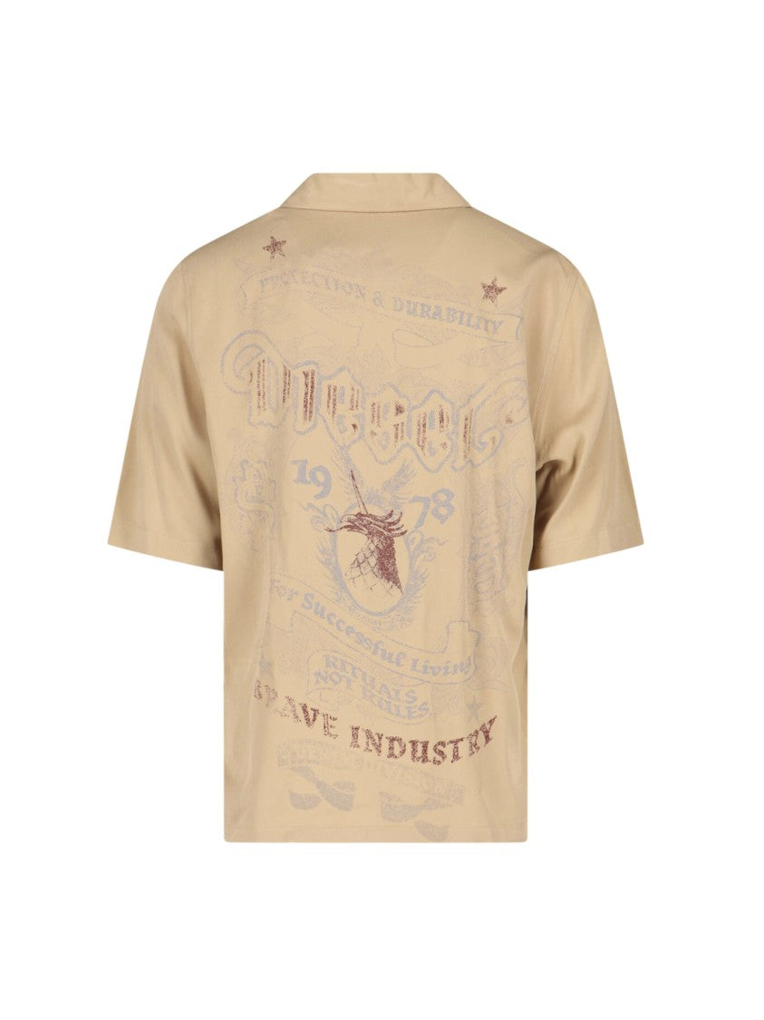 Diesel Beige Short Sleeve Printed Shirt