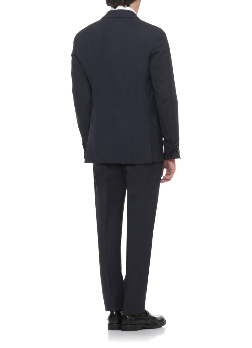 Lardini Blue Pin Lapel Wool Suit