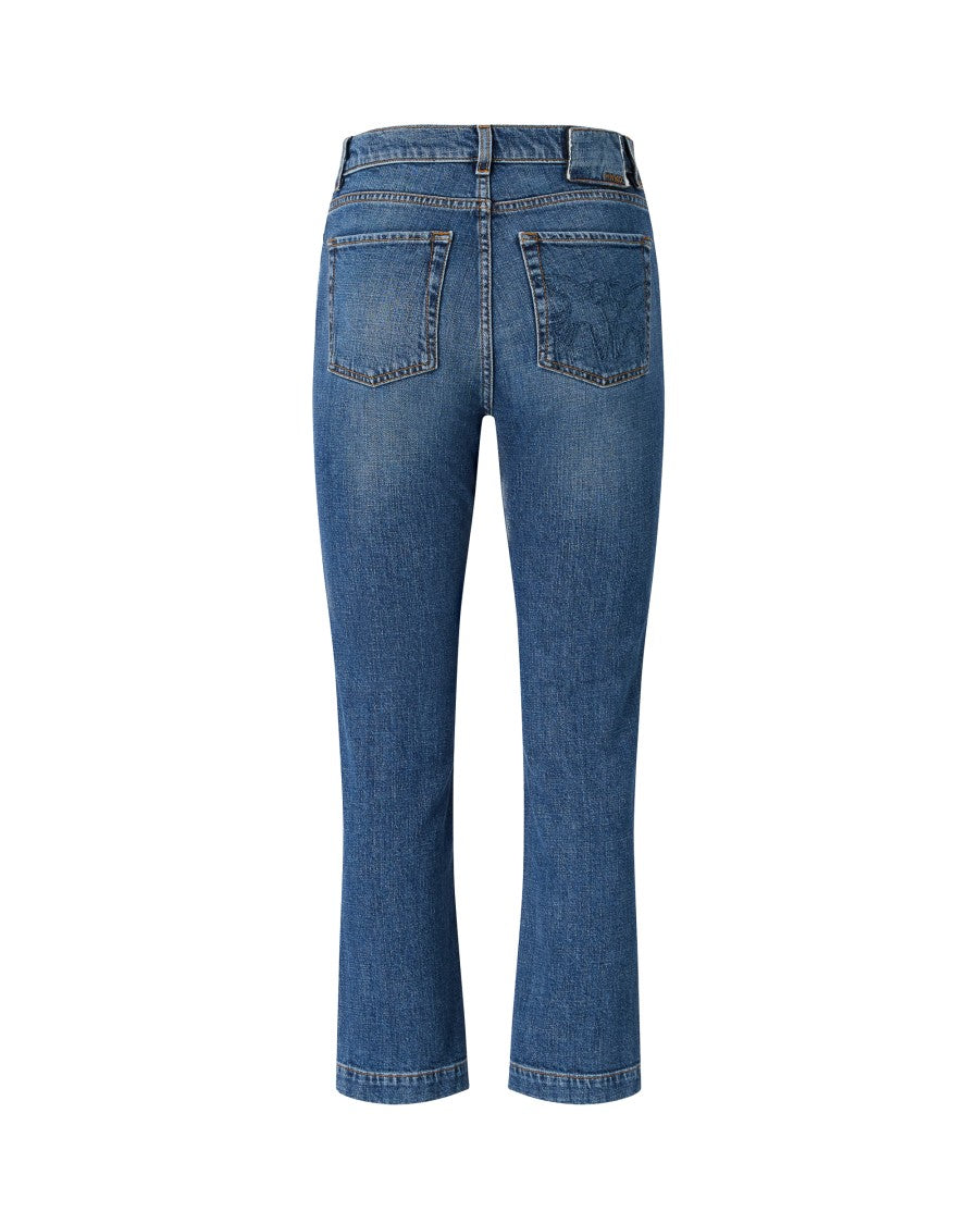 Pinko Cropped Slim Jeans With Vintage Wash And Tailored Silhouette
