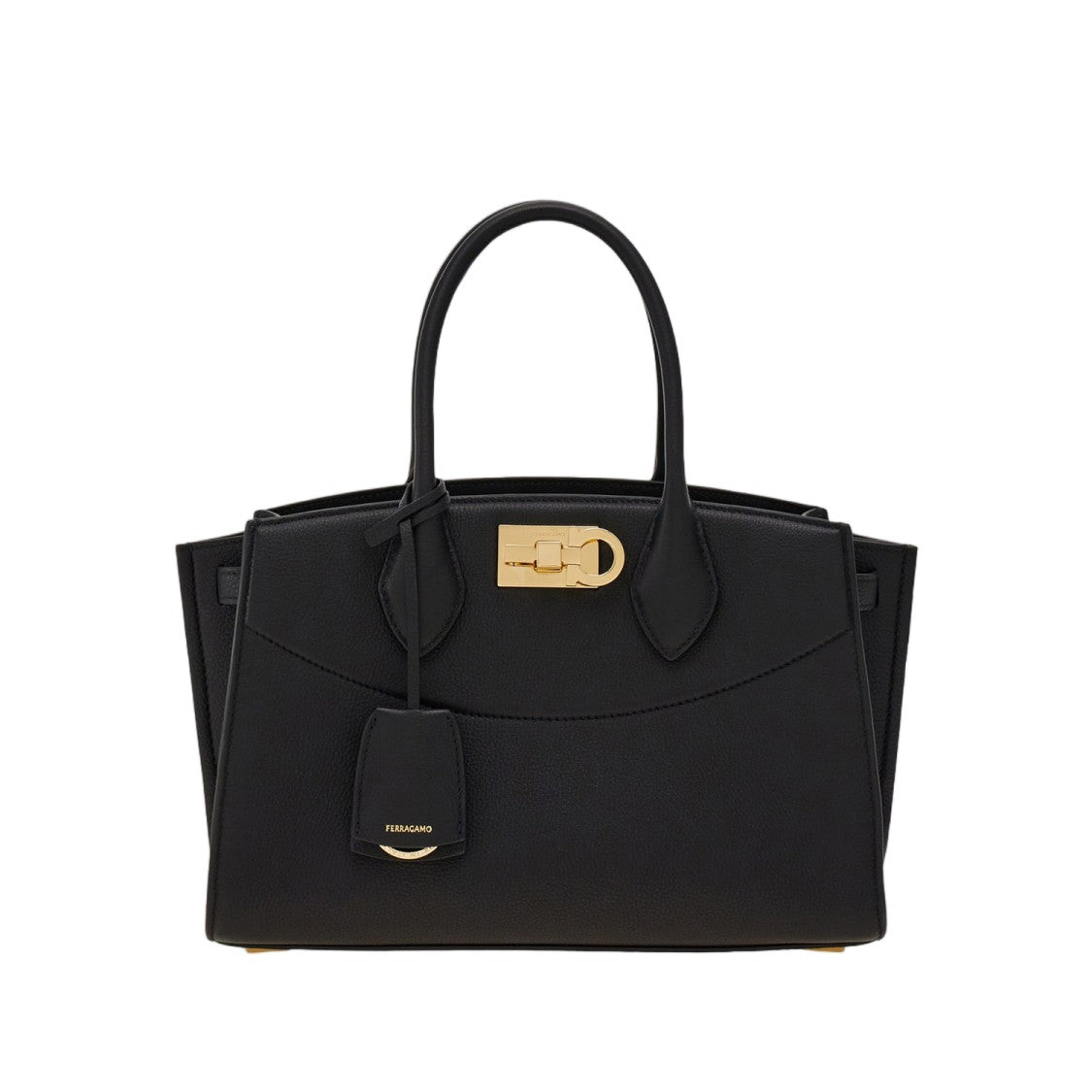 Salvatore Ferragamo Textured Leather Structured Handbag With Gancini Closure