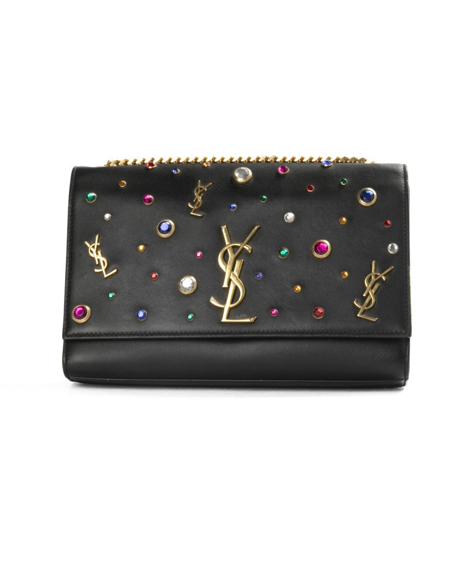 Saint Laurent Kate Medium Pearl Clutch Black