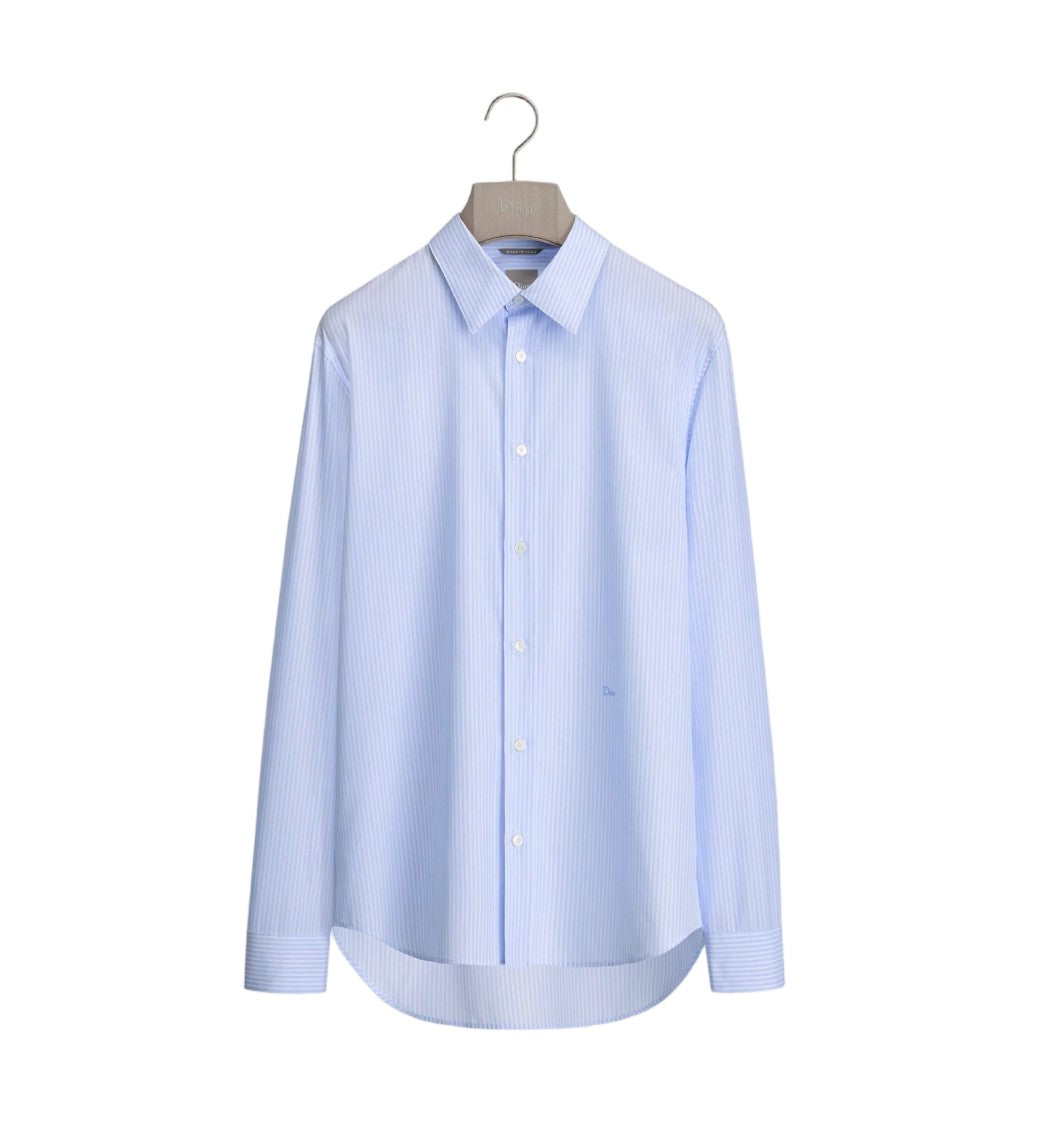 Christian Dior Light Blue Striped Long-Sleeve Shirt