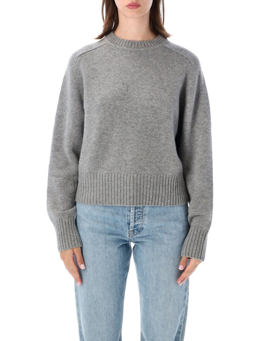 Extreme Cashmere Please Saddle Sleeve Heavy Cashmere Cropped Crewneck Sweater