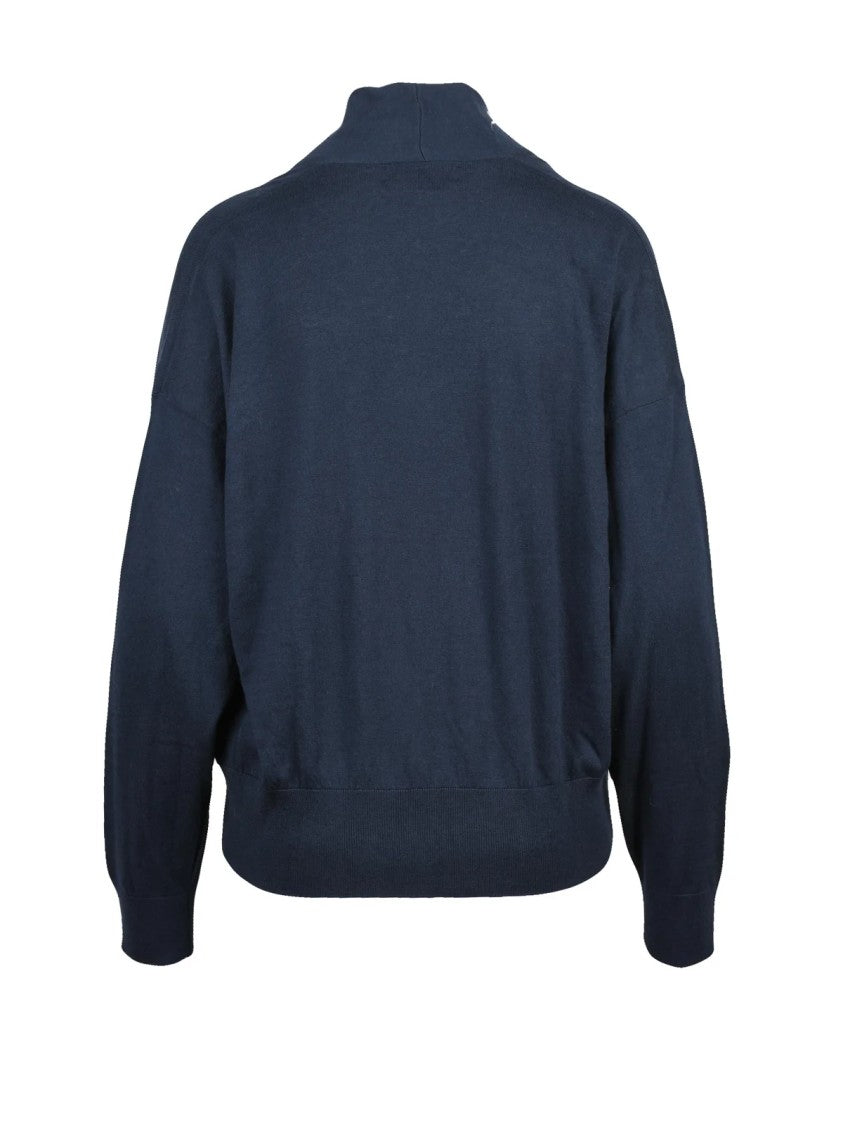 Lauren Ralph Lauren Blue Crossover Cotton-Modal V-Neck Sweater