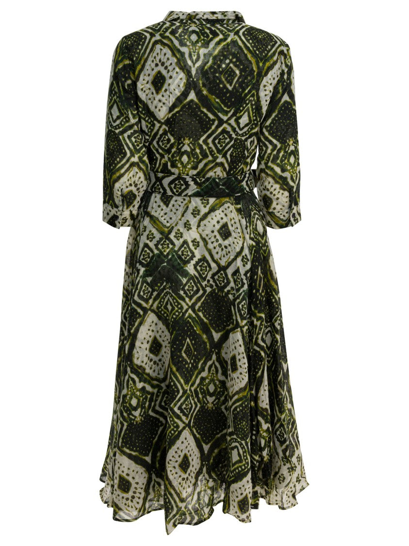Samantha Sung Flowing Midi Dress With Geometric Pattern