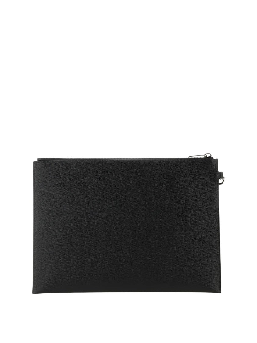 Saint Laurent Leather Tablet Case With Zip Closure And Iconic Monogram