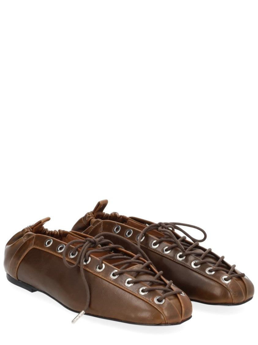 Ganni Ballet-Inspired Flats With Lace-Up Detailing And Snug Fit