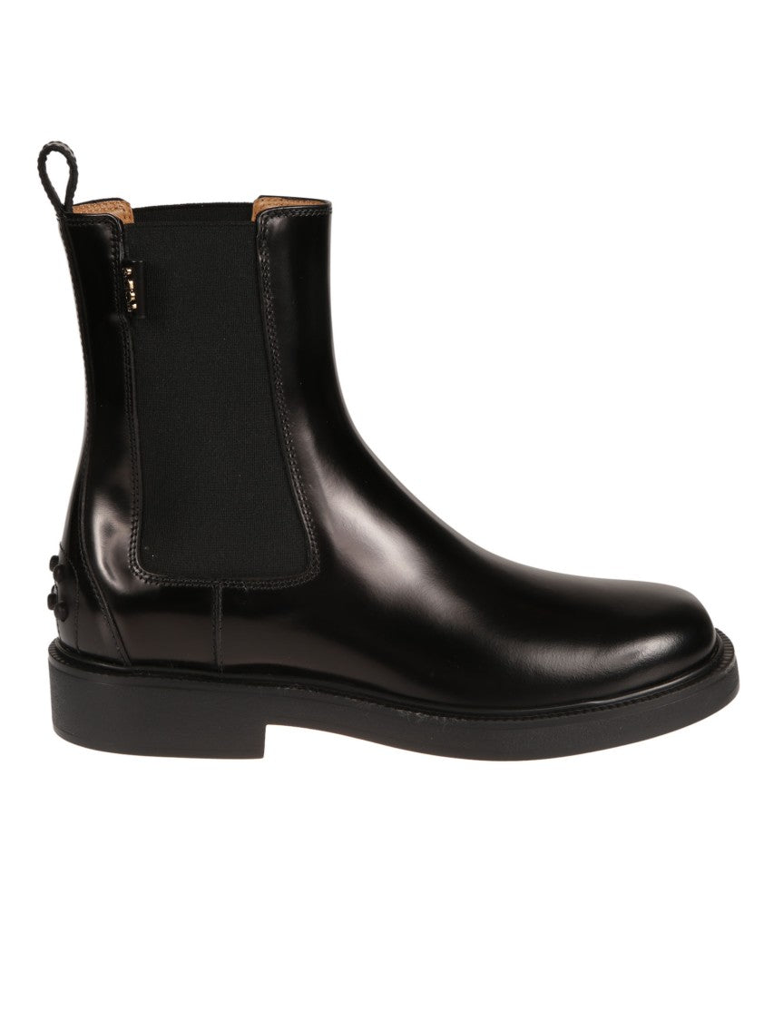 Tod's Polished Calf Leather Ankle Boots