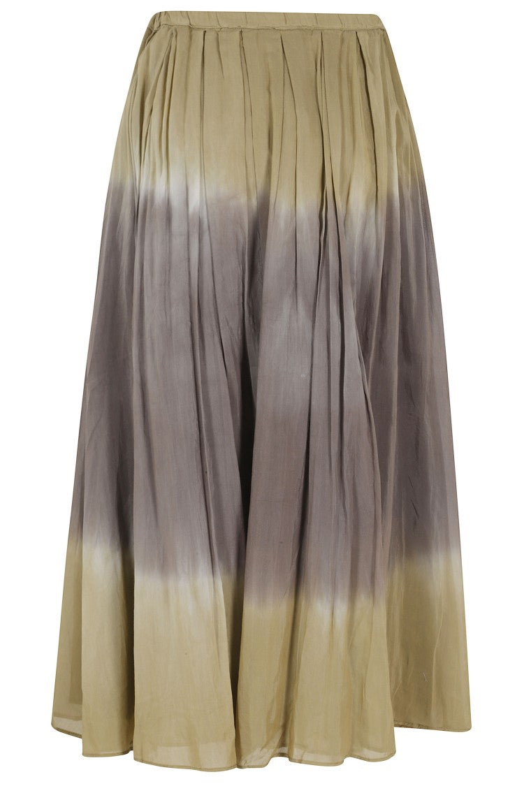Roberto Collina Mud Green Tie-Dye Pleated Cotton-Blend Maxi Skirt