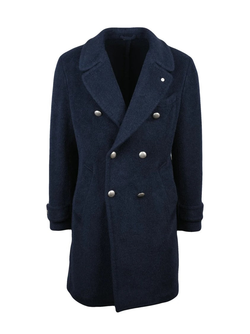 L.B.M. 1911 Alpaca-Virgin Wool Double-Breasted Coat With Textured Finish