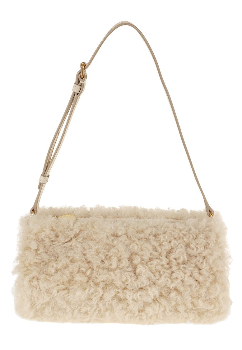 Stella Mccartney Logo Cylindrical Adjustable Strap Eco-Shearling Shoulder Bag