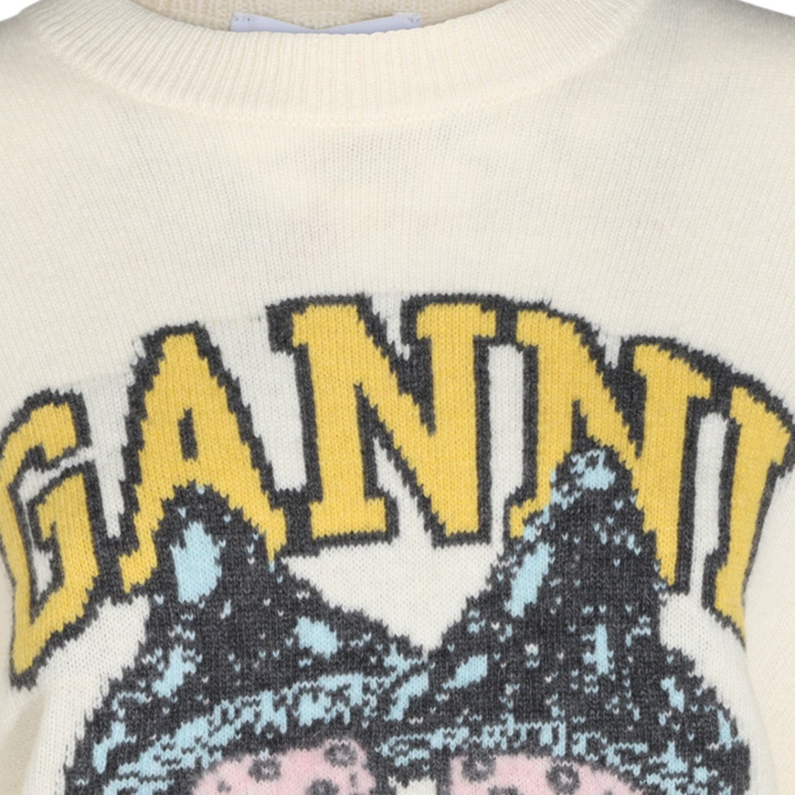 Ganni Cream Graphic Mushroom Knit Sweater