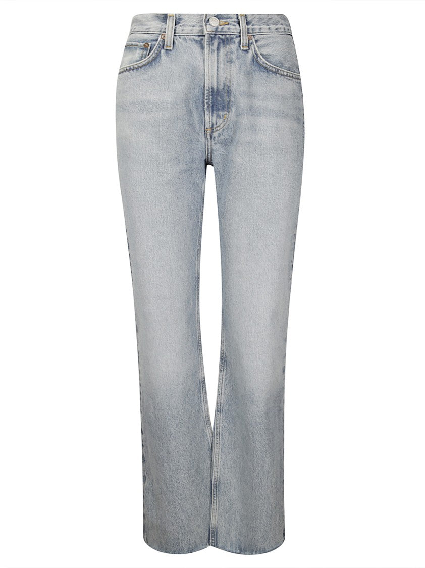 Agolde Light-Wash Flared Jeans With Distinctive Fringed Hem