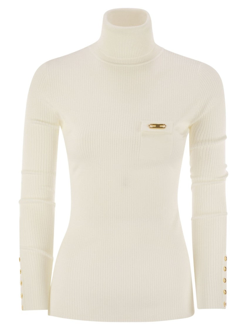 Elisabetta Franchi Ribbed Knit With Pocket