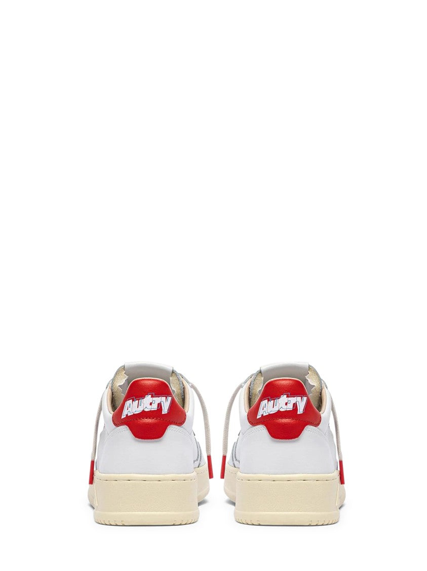 Autry Low-Top White Leather Sneakers With Spicy Orange Accents