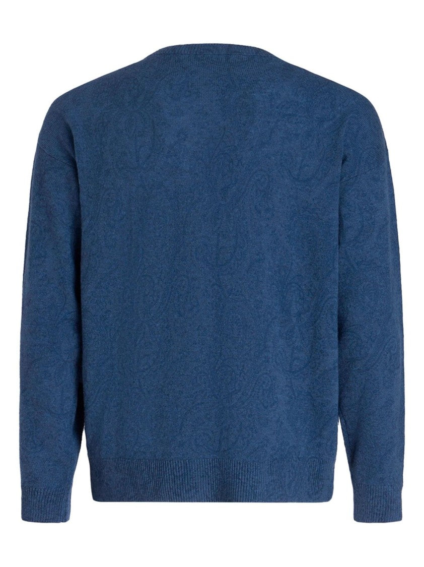 Etro Textured C-Neck Wool Sweater With Ribbed Detail