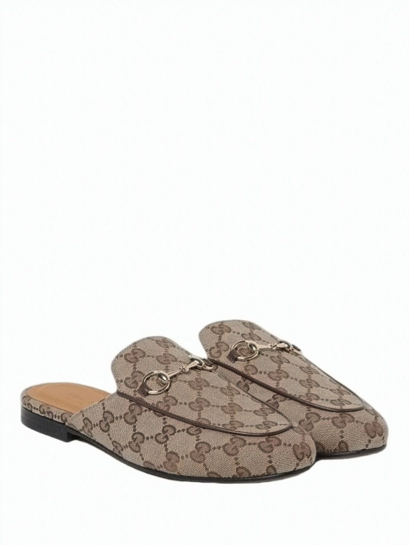 Gucci Canvas Upper Slip-On Loafers With Metallic Horsebit Detail