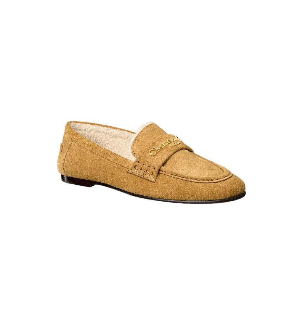 Christian Dior Tan Classic Suede Shearling Lined Loafers