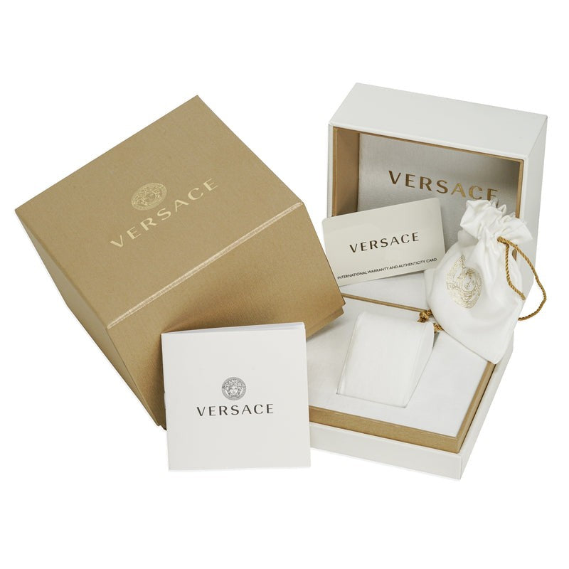 Versace 39Mm Gold-Tone Stainless Steel Watch With Red Medusa Dial