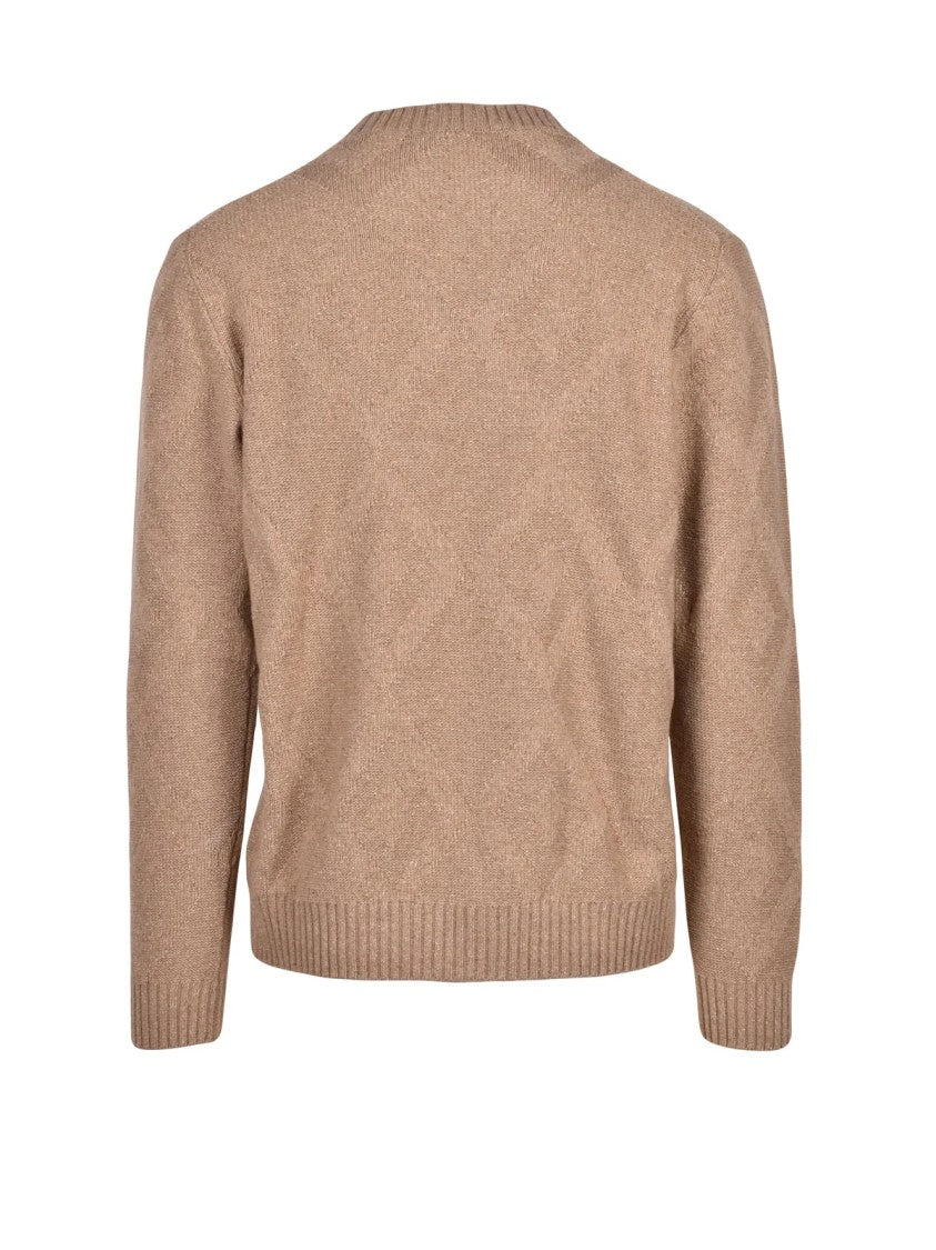 Cashmere Company P. Crew Neck Cashmere-Silk Blend Sweater With Tone-On-Tone Embroidery