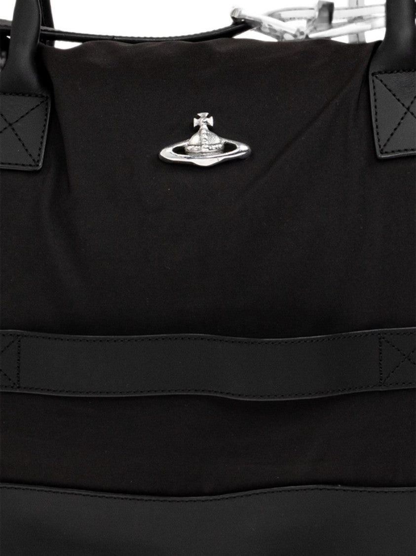 Vivienne Westwood Spacious Black Duffle Bag With Leather Base