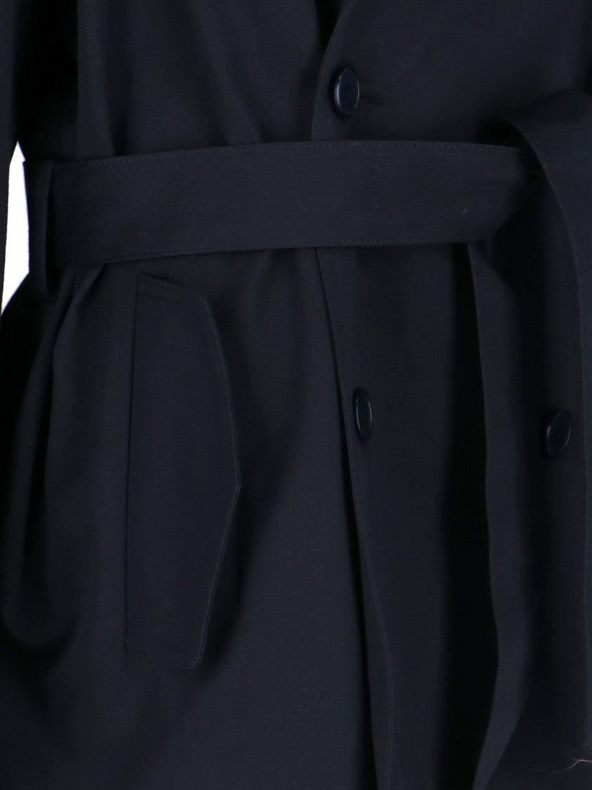The Frankie Shop Navy Blue Cotton "Zurich" Oversized Short Trench Coat