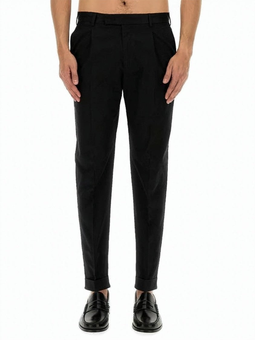 Pt Torino Tailored Straight Pants With Mid-Rise Waist And Cuffed Hem