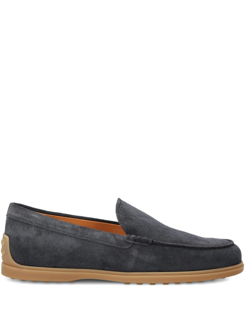 Tod's Charcoal Grey Calzature Suede Moccasin Loafers