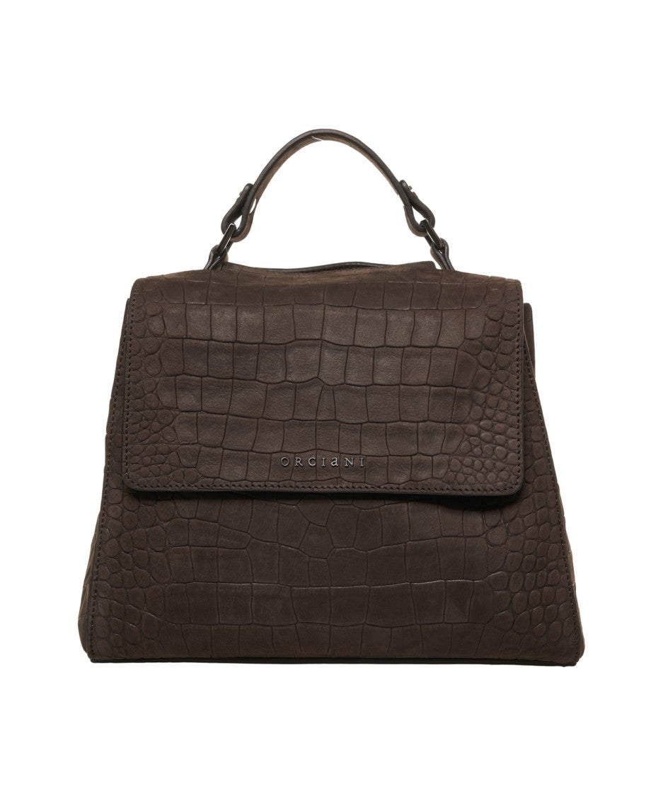 Orciani Crocodile-Effect Leather Handbag With Magnetic Closure