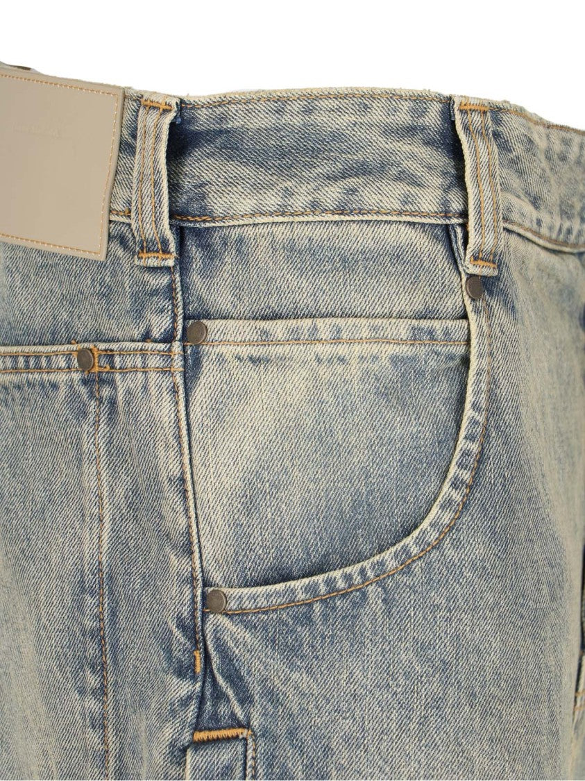 Entire Studios Wide-Leg Distressed Denim Jeans With Five-Pocket Design