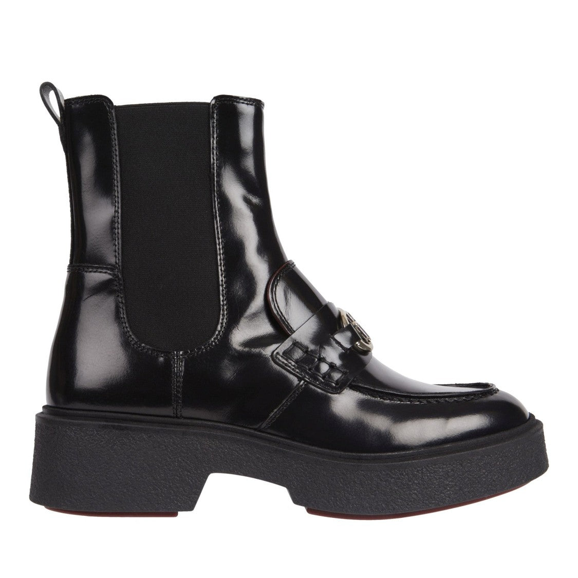 Tommy Hilfiger Black Leather Hardware Detail Boots