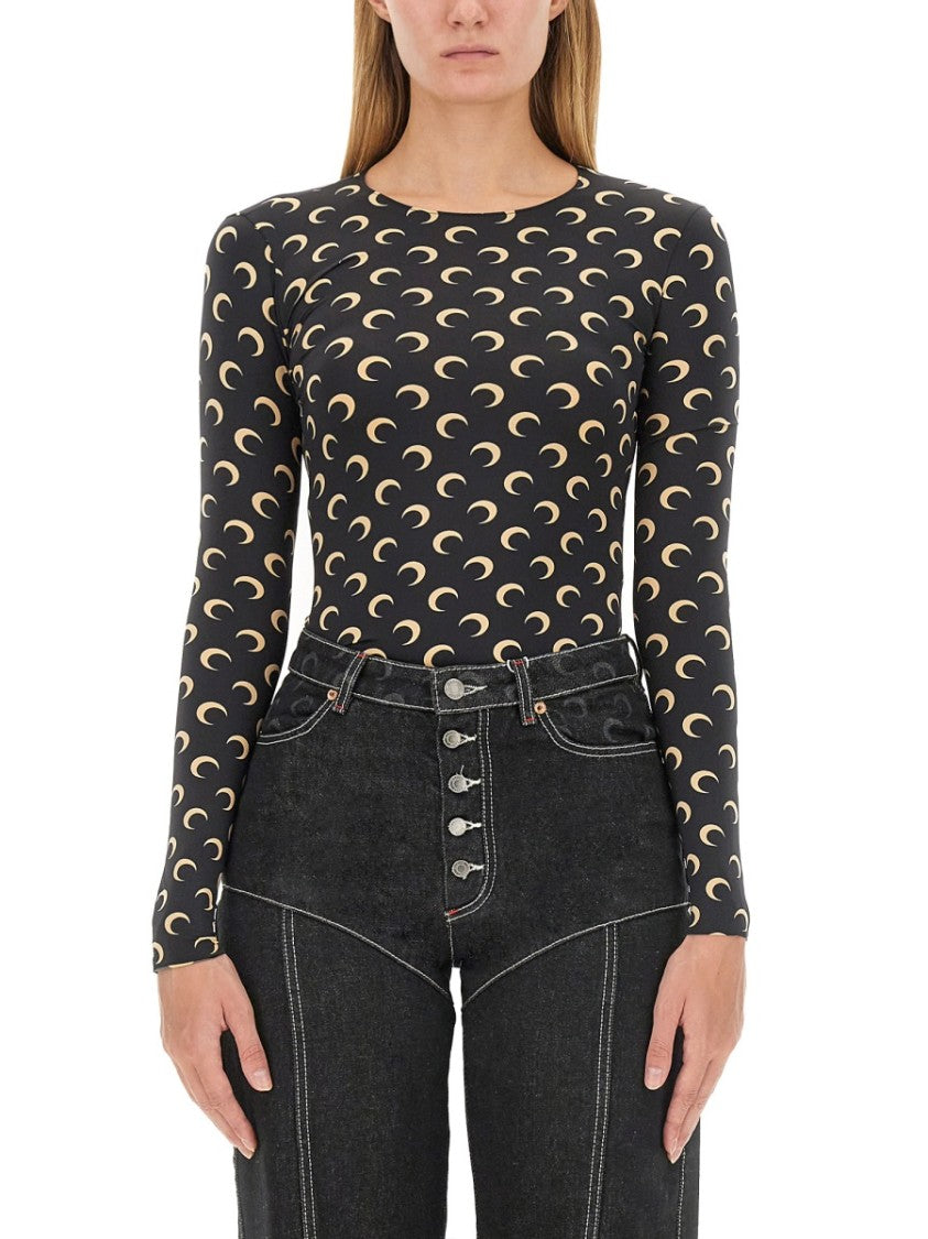 Marine Serre Crescent Moon Patterned Slim-Fit Top